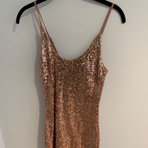 Fashion Nova Sparkle Gold Dress